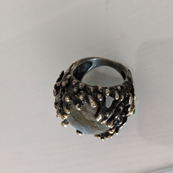 Artisan ring, size 7, silver platted, stone Labradorite, size apx.  3x2 cm - Picture 4 of 9